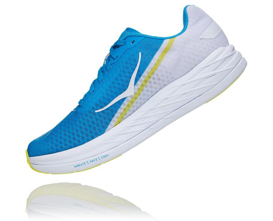 Running Shoes Mens - Hoka One One Rocket X - White/Blue - BUISWOX-19